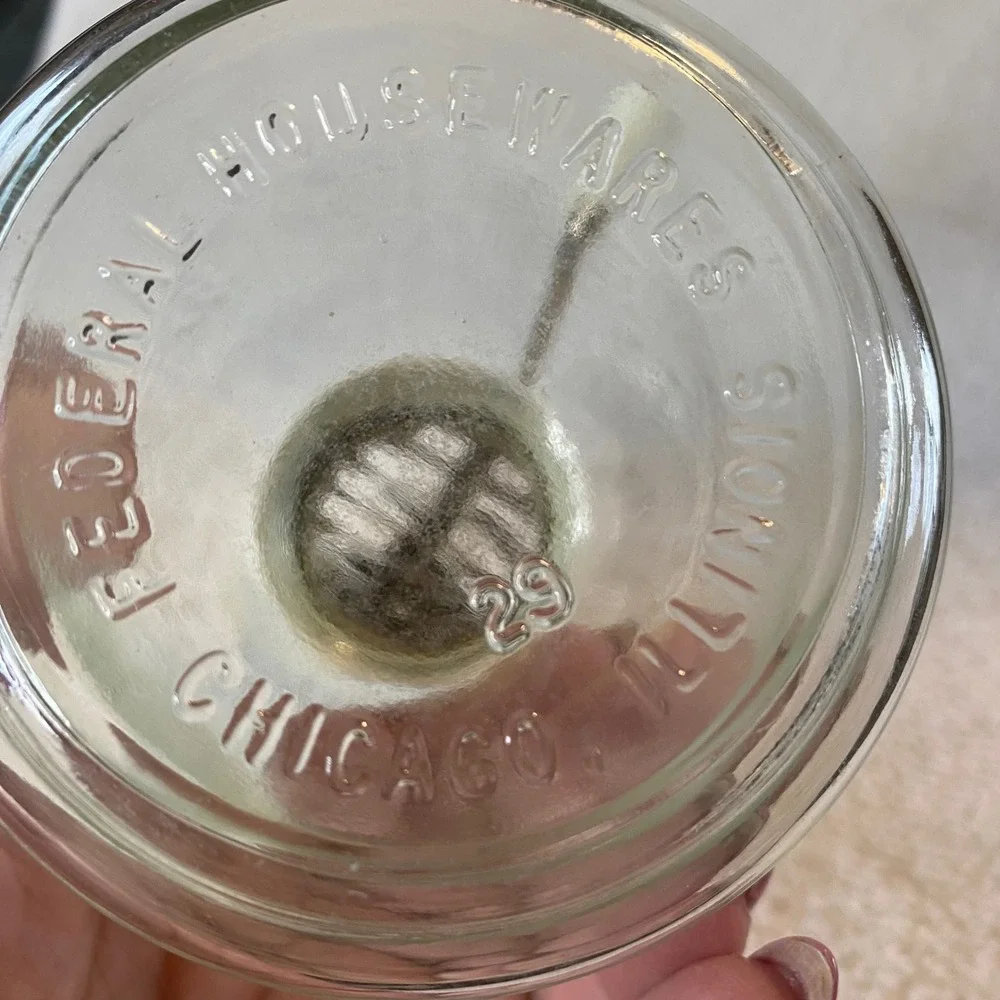 Vintage Federal Housewares Nut Meat Chopper White Manual Hand Crank Glass Jar 29